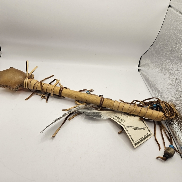 Authentic Native American Handcrafted Painted Turtle Rattle Staff Certified.